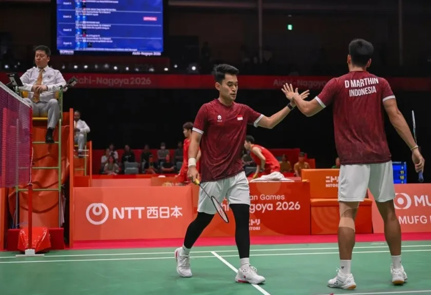 Pebulu tangkis ganda putra Indonesia Leo Rolly Carnando/Daniel Marthin 